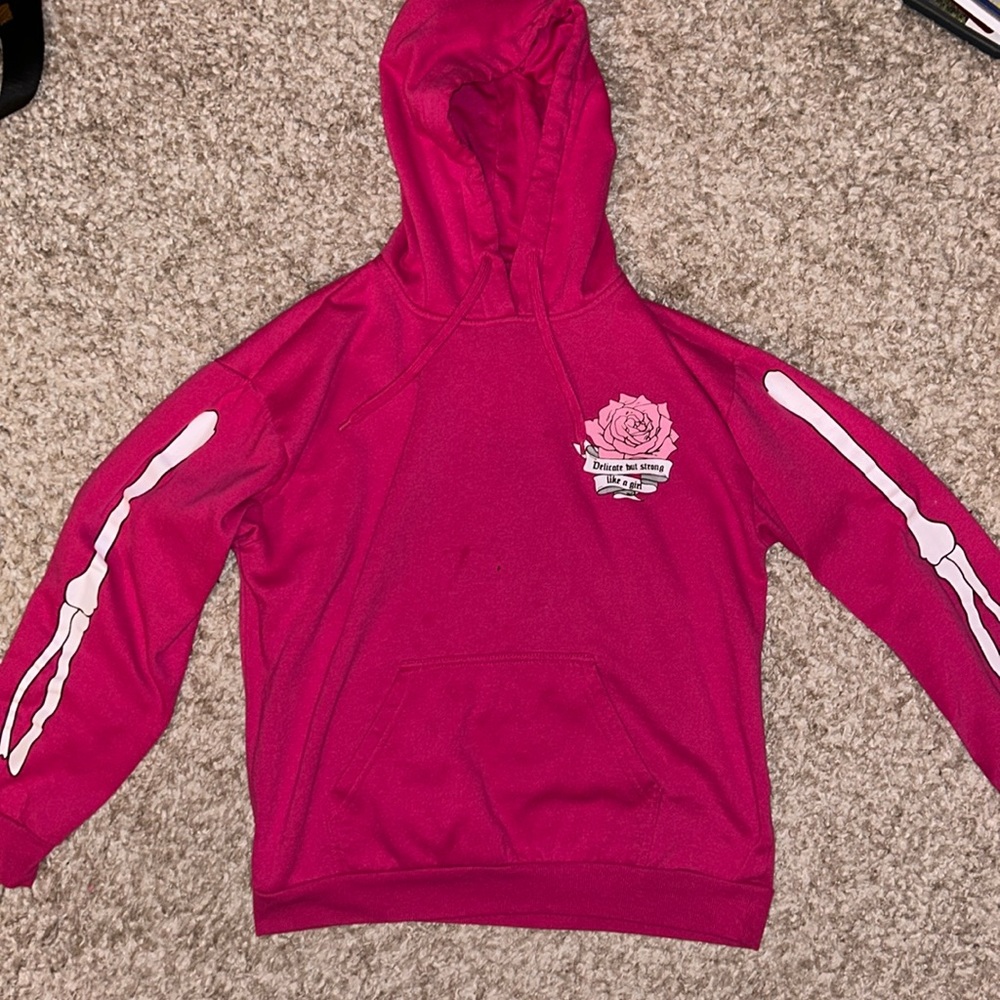 Amnesia Barbie Pink Skeleton Graphic Print Hoodie